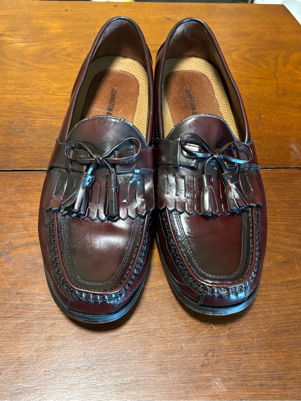 Johnston & Murphy Men’s Brown Leather Tassel Slip On Dress Loafers Square Toe - Picture 2 of 10